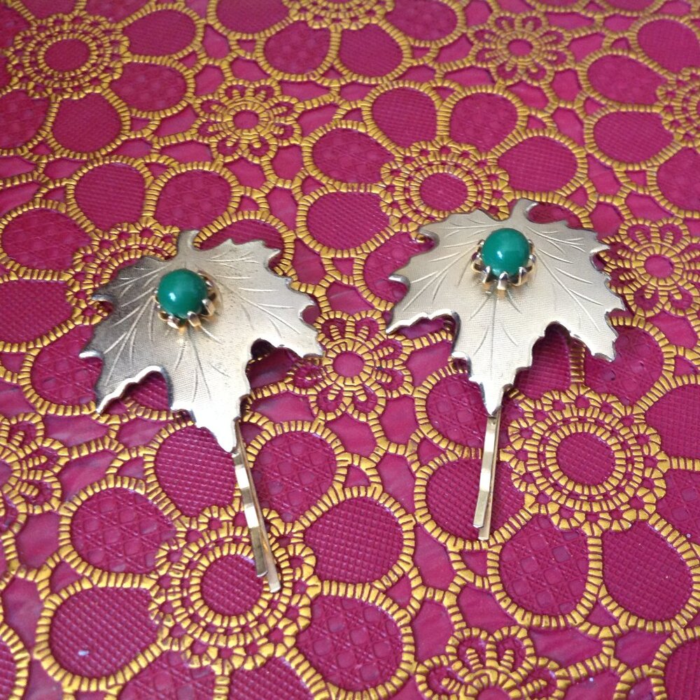 **Sale** Rare Vintage Pair of Maple Leaf Hair Clips/Pins